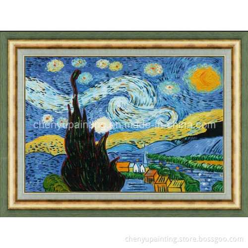 Giclee Print Starry Night by Vincent Van Gogh Reproduction on Canvas Framed Oil Painting